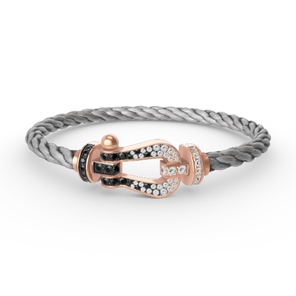 [Auream]FORCE LARGE HORSESHOE BLACK WHITE DIAMOND BRACELET ROSE GOLD