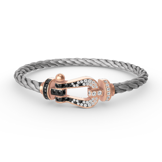 [Auream]FORCE LARGE HORSESHOE BLACK WHITE DIAMOND BRACELET ROSE GOLD