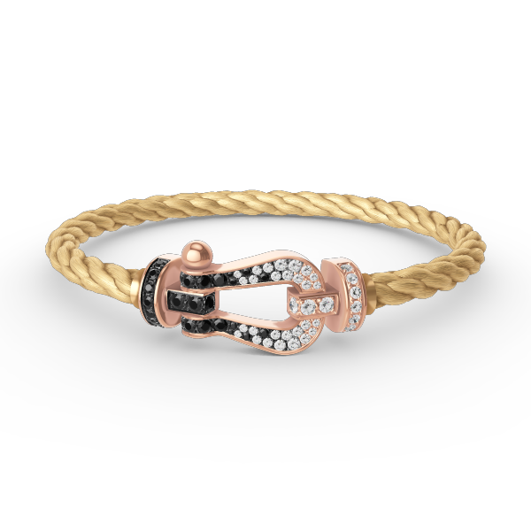 [Auream]FORCE LARGE HORSESHOE BLACK WHITE DIAMOND BRACELET ROSE GOLD