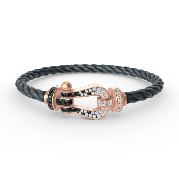 [Auream]FORCE LARGE HORSESHOE BLACK WHITE DIAMOND BRACELET ROSE GOLD