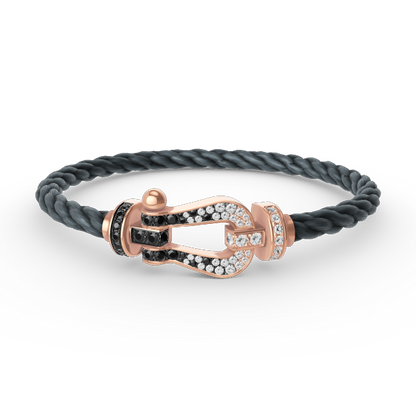 [Auream]FORCE LARGE HORSESHOE BLACK WHITE DIAMOND BRACELET ROSE GOLD
