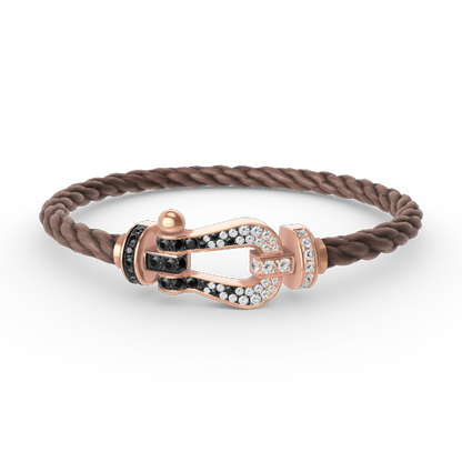 [Auream]FORCE LARGE HORSESHOE BLACK WHITE DIAMOND BRACELET ROSE GOLD