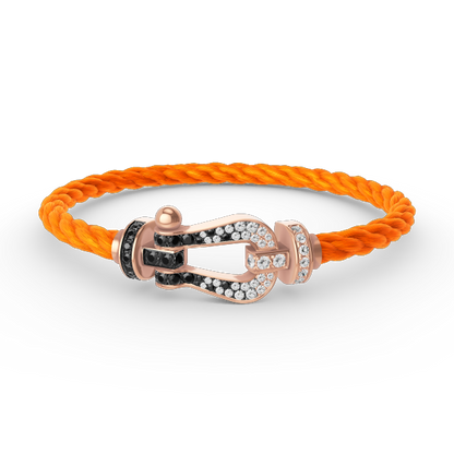 [Auream]FORCE LARGE HORSESHOE BLACK WHITE DIAMOND BRACELET ROSE GOLD
