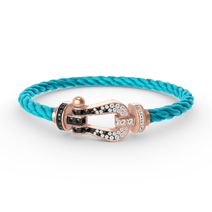 [Auream]FORCE LARGE HORSESHOE BLACK WHITE DIAMOND BRACELET ROSE GOLD