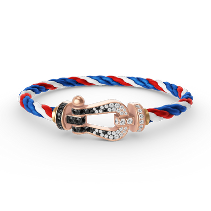 [Auream]FORCE LARGE HORSESHOE BLACK WHITE DIAMOND BRACELET ROSE GOLD