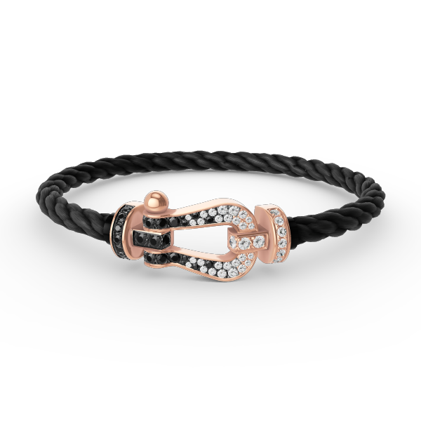 [Auream]FORCE LARGE HORSESHOE BLACK WHITE DIAMOND BRACELET ROSE GOLD