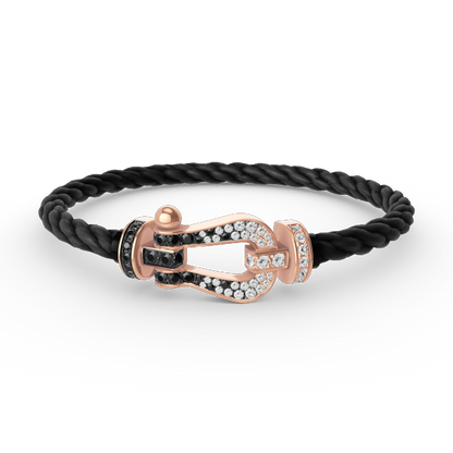 [Auream]FORCE LARGE HORSESHOE BLACK WHITE DIAMOND BRACELET ROSE GOLD
