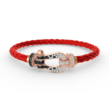 [Auream]FORCE LARGE HORSESHOE BLACK WHITE DIAMOND BRACELET ROSE GOLD