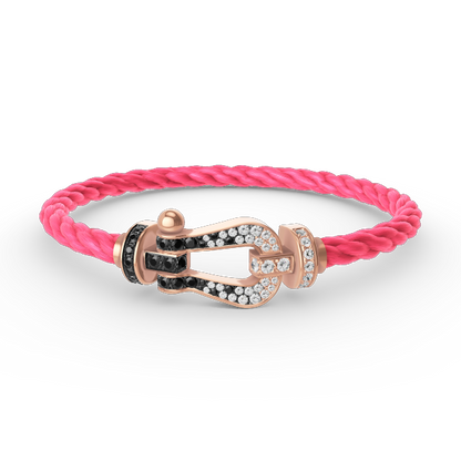[Auream]FORCE LARGE HORSESHOE BLACK WHITE DIAMOND BRACELET ROSE GOLD