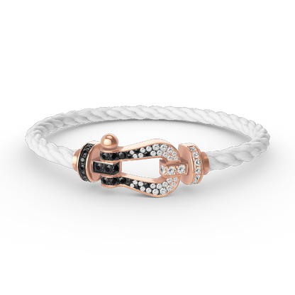 [Auream]FORCE LARGE HORSESHOE BLACK WHITE DIAMOND BRACELET ROSE GOLD