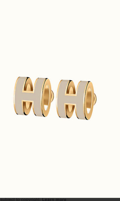[Auream]MINI POP H GOLD EARRINGS GREY