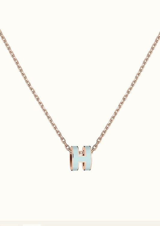 [Auream]POP H LIGHT BLUE NECKLACE