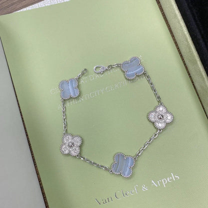 [Auream] CLOVER 5 MOTIF PURPLE CHALCEDONY BRACELET COLLECTION