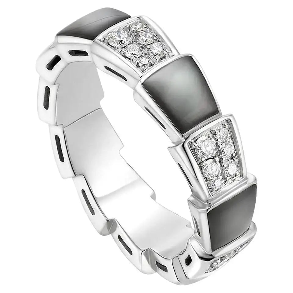 [Auream]SERPENTI RING SILVER DIAMOND BLACK MOP 4MM