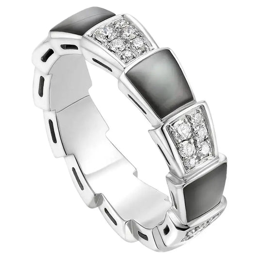 [Auream]SERPENTI RING SILVER DIAMOND BLACK MOP 4MM