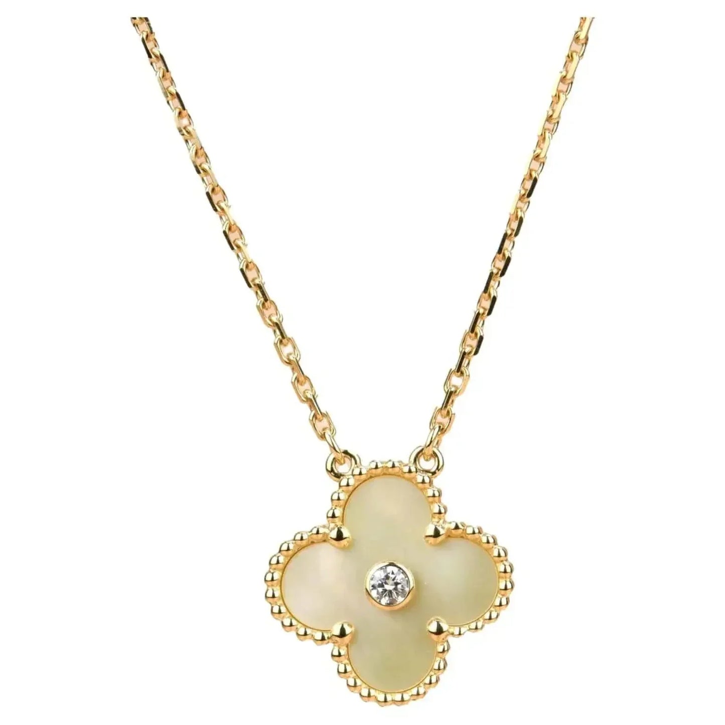 [Auream]CLOVER 15MM DIAMOND GOLD MOTHER OF PEARL NECKLACE