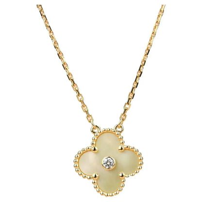 [Auream]CLOVER 15MM DIAMOND GOLD MOTHER OF PEARL NECKLACE