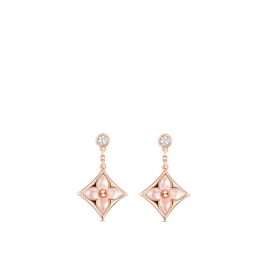 [Auream]DOUBLE STAR PINK GOLD MOP DROP EARRINGS