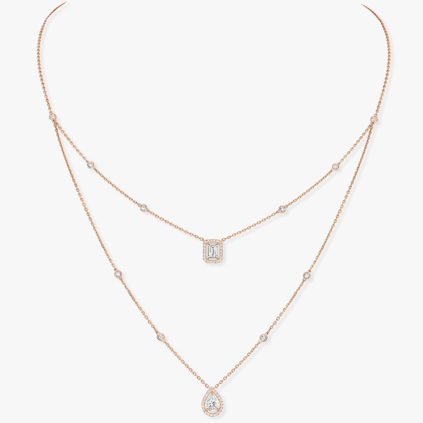 [Auream]MY TWIN 2 ROW DIAMOND NECKLACE