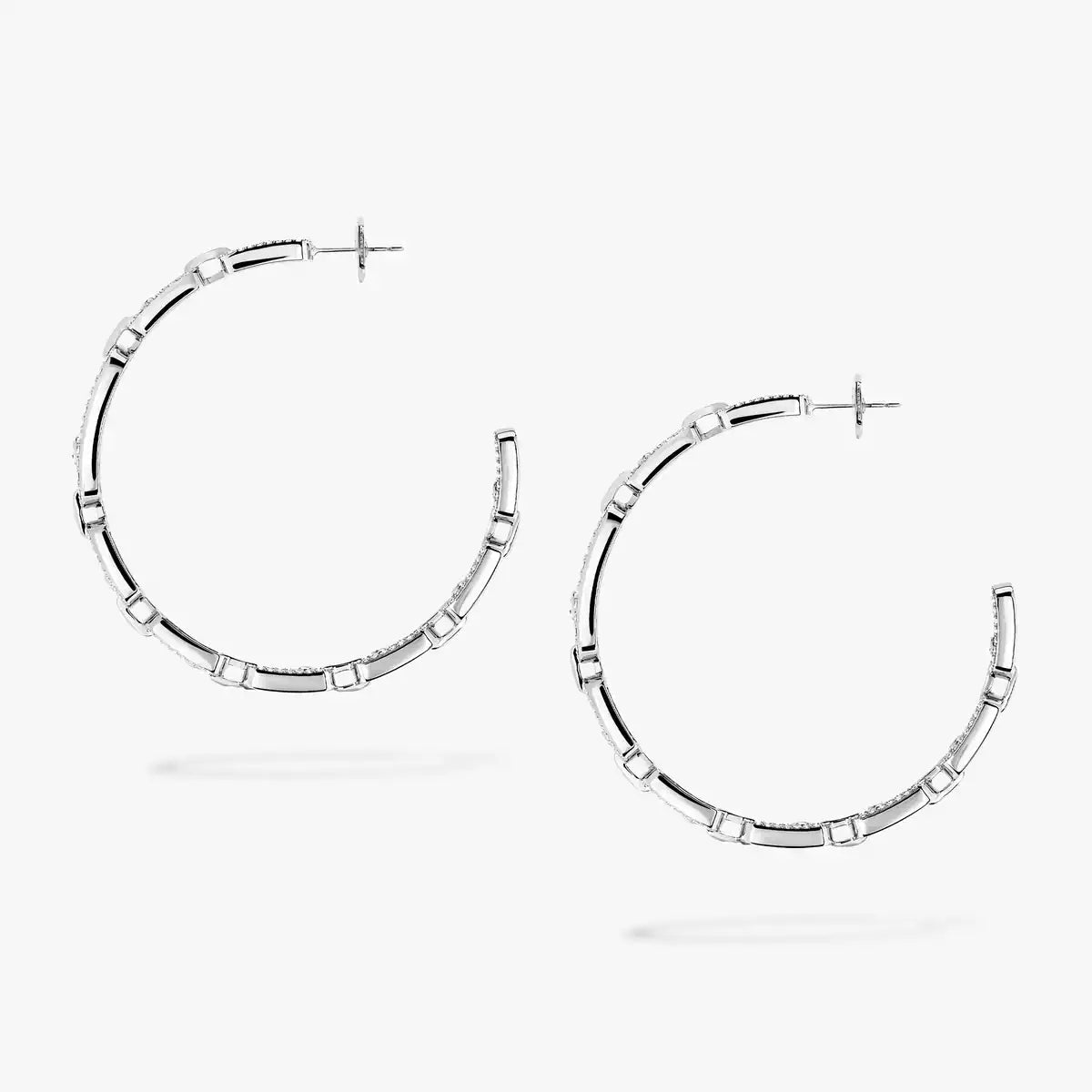 [[Auream]Move Link Diamond Hoop Earrings