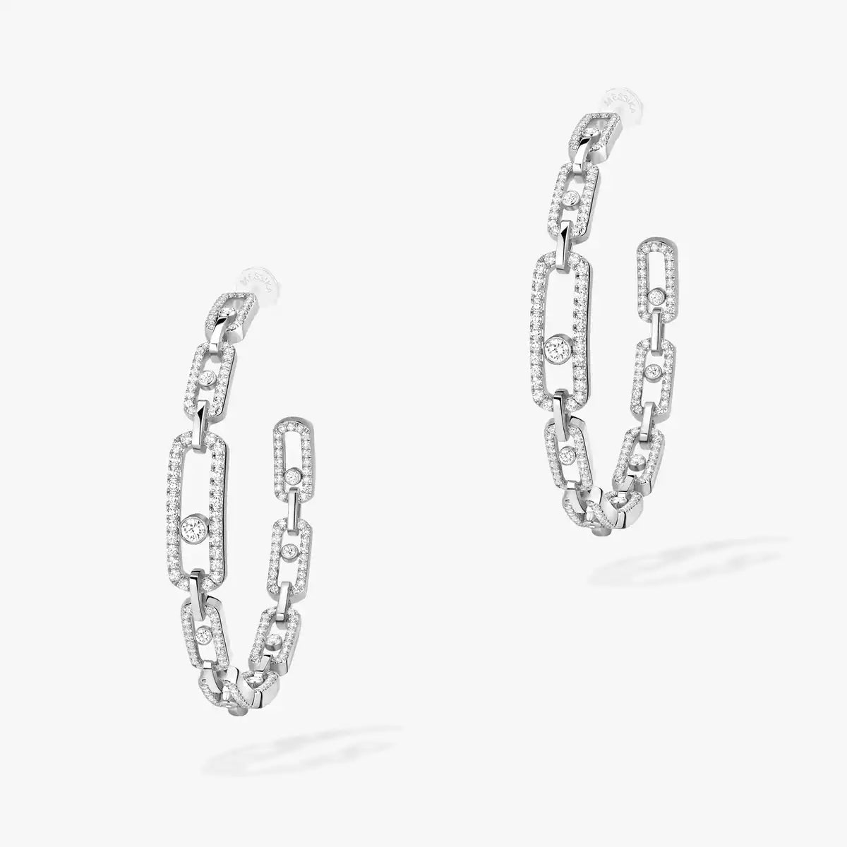 [[Auream]Move Link Diamond Hoop Earrings