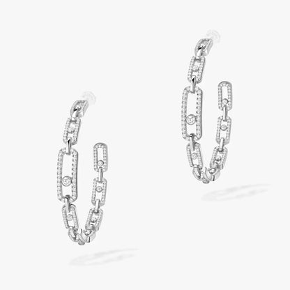 [[Auream]Move Link Diamond Hoop Earrings
