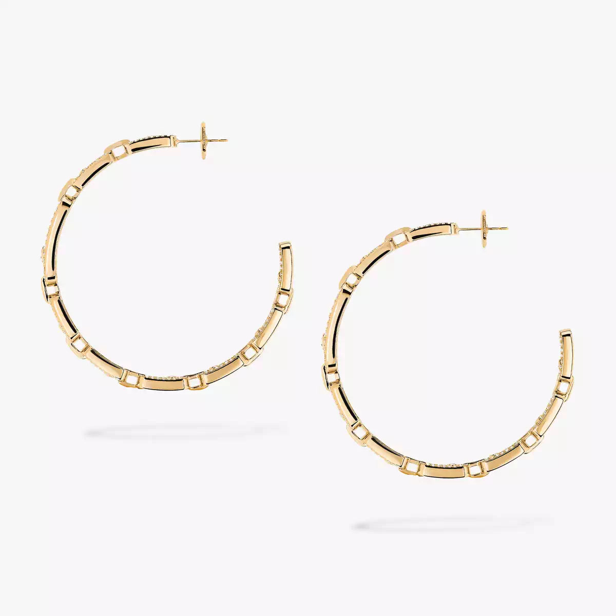 [[Auream]Move Link Diamond Hoop Earrings