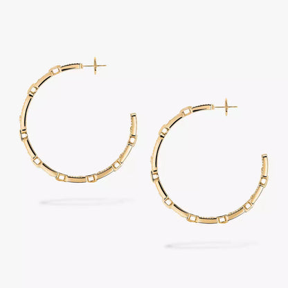 [[Auream]Move Link Diamond Hoop Earrings