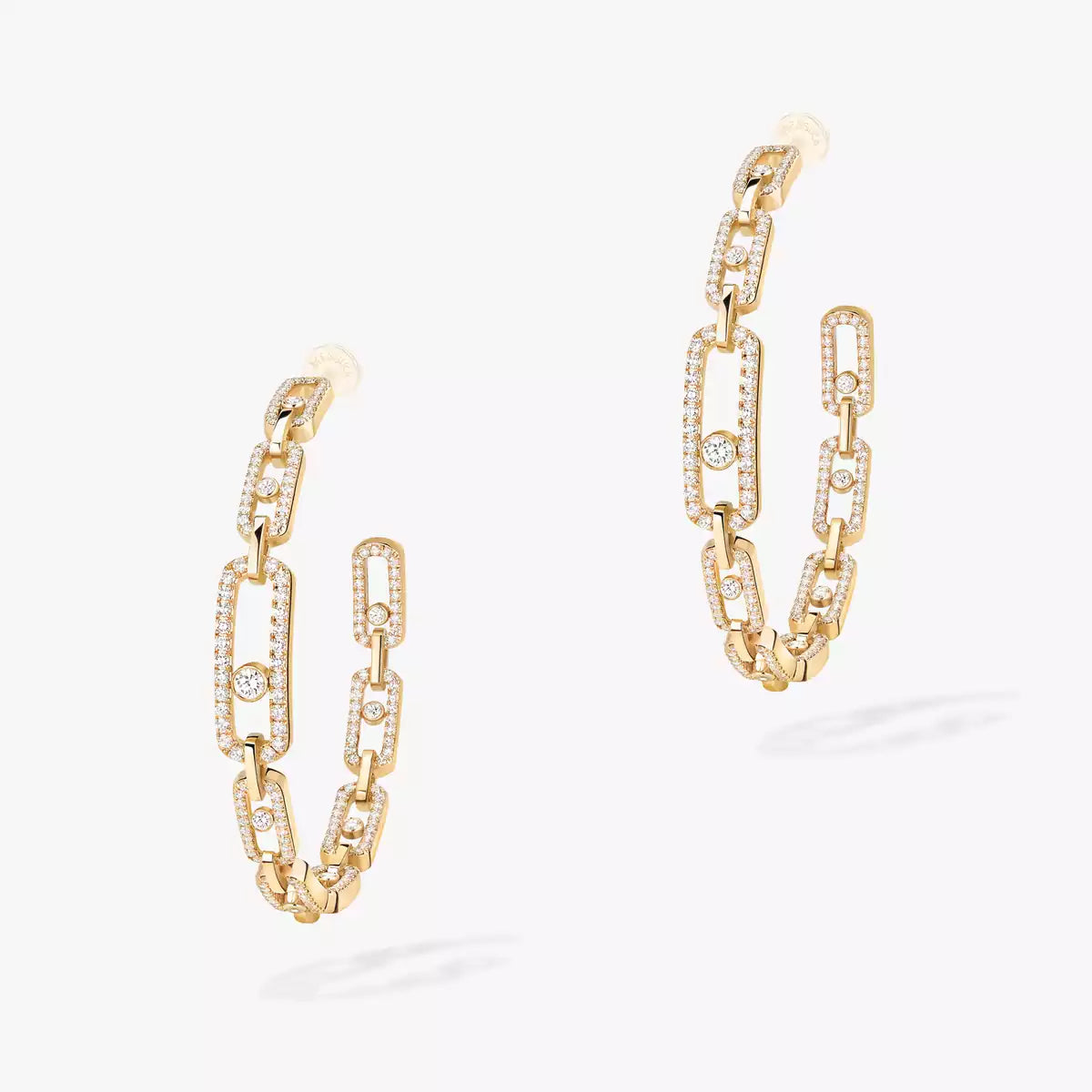 [[Auream]Move Link Diamond Hoop Earrings