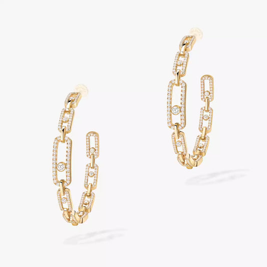 [[Auream]Move Link Diamond Hoop Earrings
