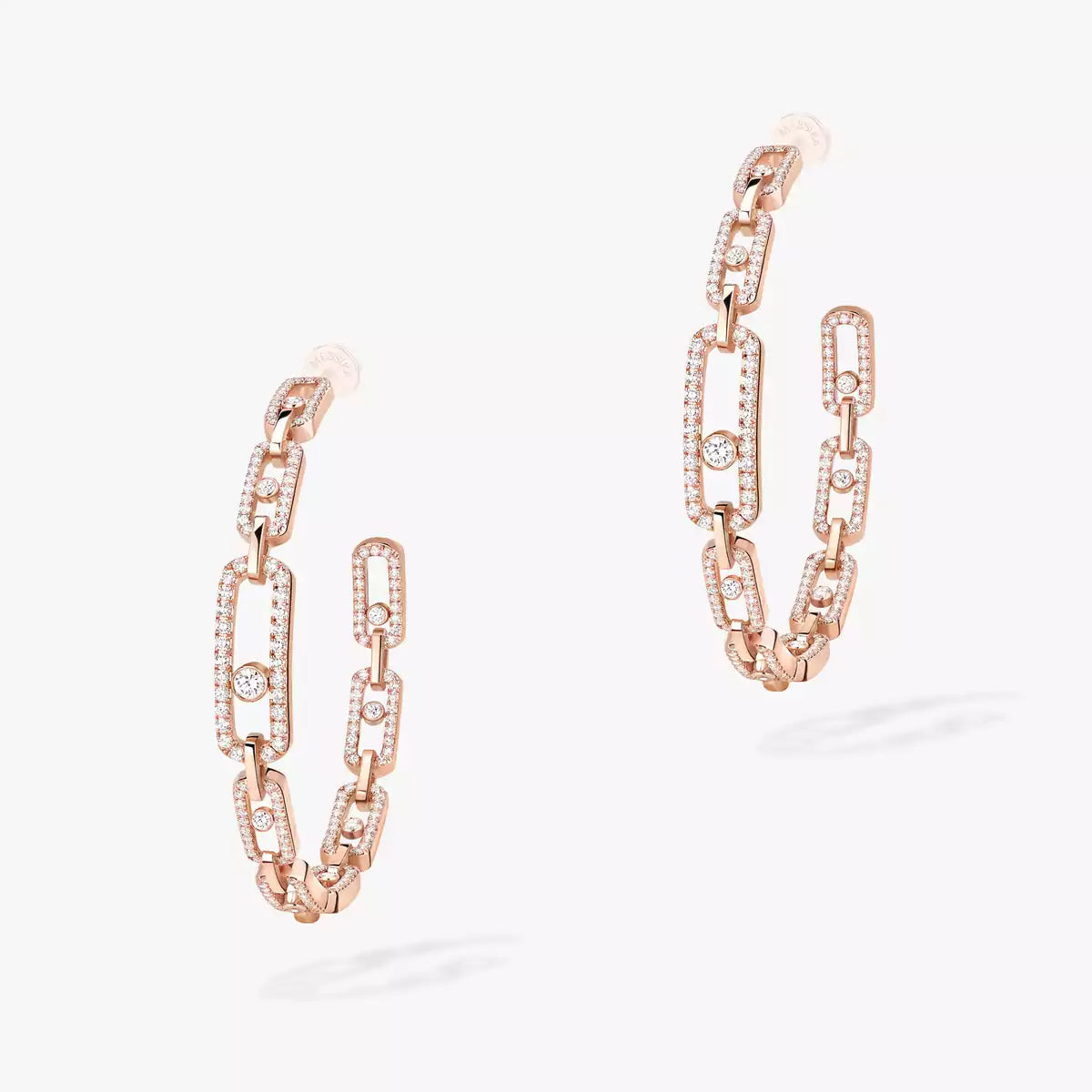 [[Auream]Move Link Diamond Hoop Earrings