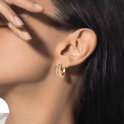 [Auream]Diamond Pave_ Hoop Earrings Move