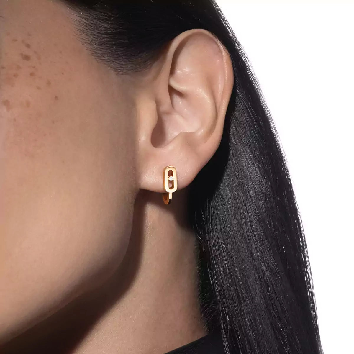 [Auream]Diamond Mini Hoop Earrings Move Classique