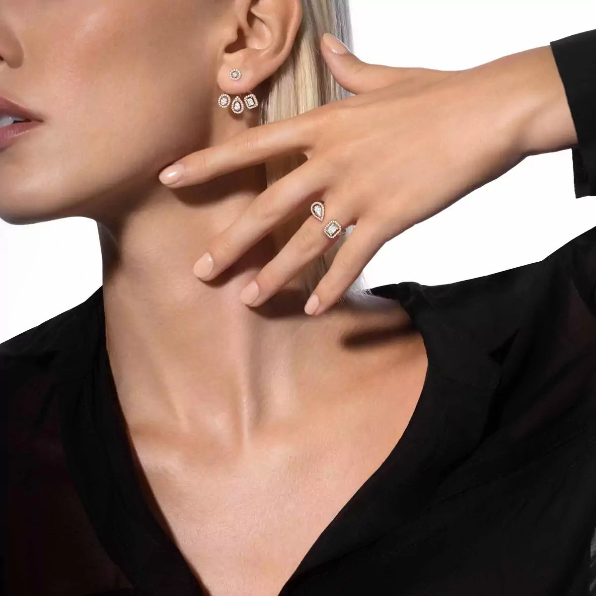 [Auream] My Twin Trio  Diamond Earrings