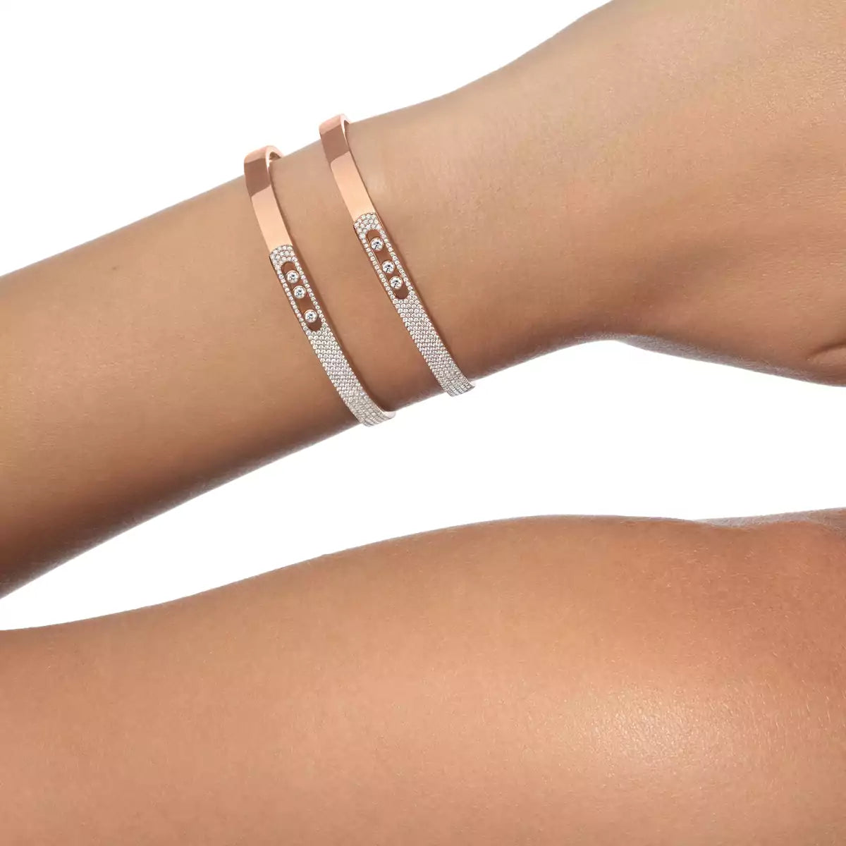 [Auream]Move Noa Rose Gold Pavé Diamond Bangle Bracelet