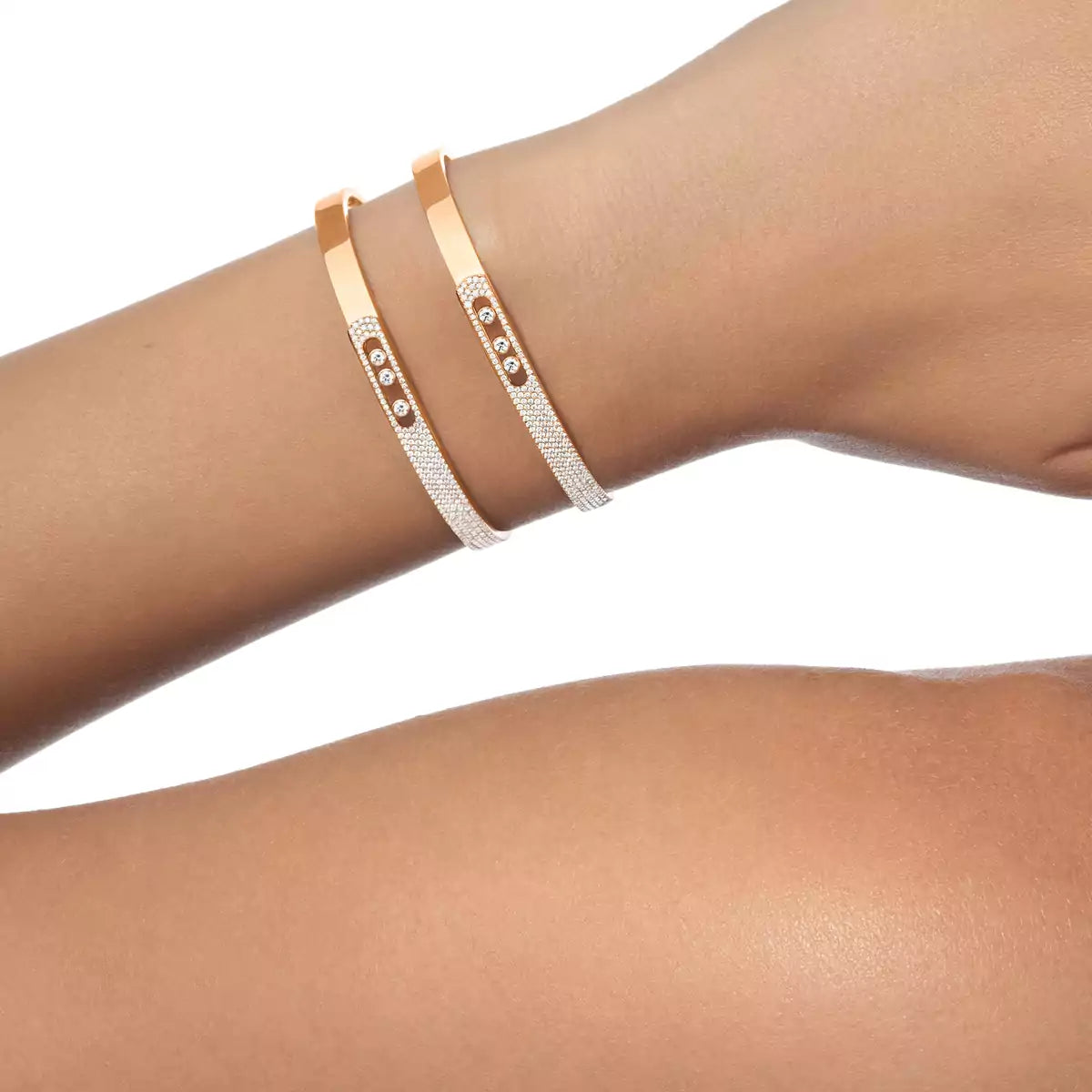 [Auream]Move Noa Rose Gold Pavé Diamond Bangle Bracelet