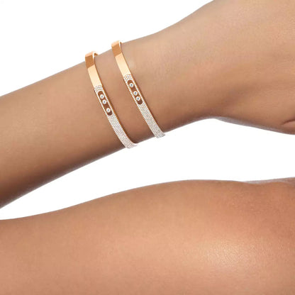 [Auream]Move Noa Rose Gold Pavé Diamond Bangle Bracelet