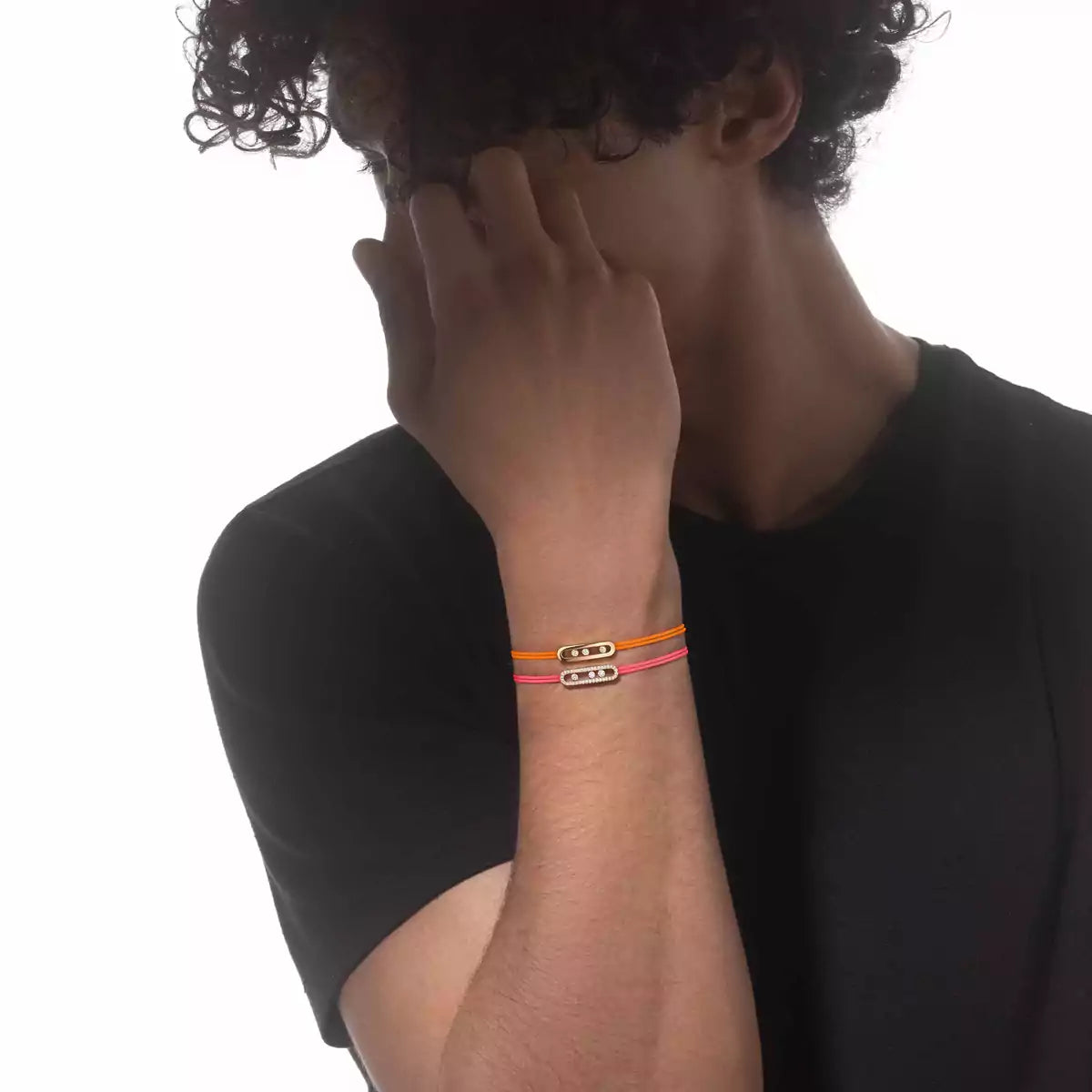 [Auream]Messika Care(s) pink cord pavé bracelet