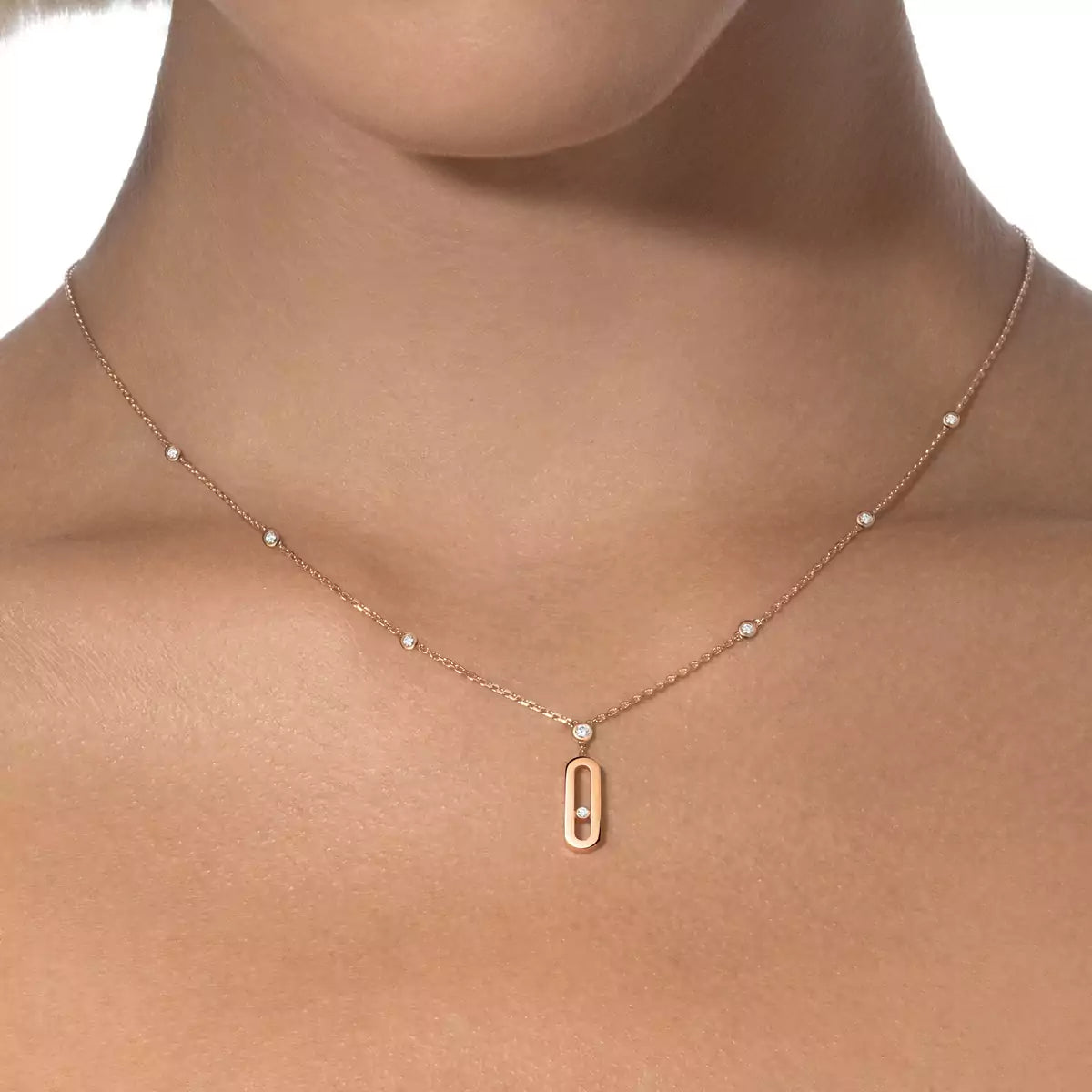 [Auream] Move Uno Gold Diamond Long Necklace
