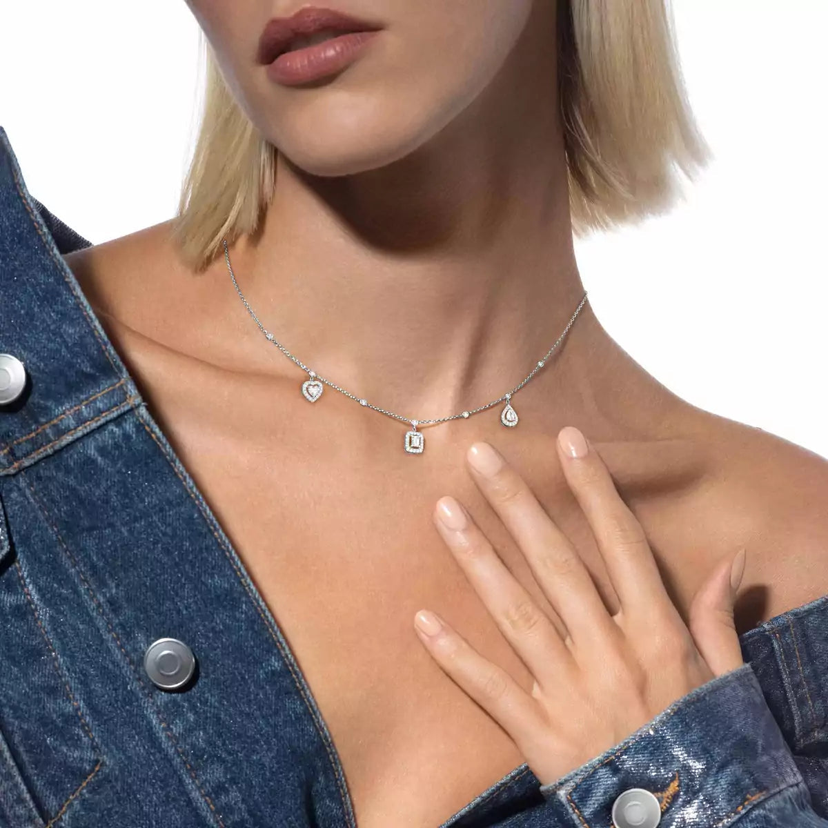 [Auream]My Twin Diamond Necklace in Silver