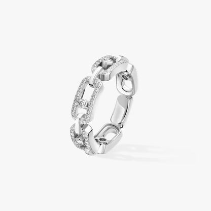 [Auream]Move Link Pave_-Set Diamond Ring in Gold