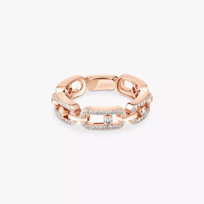 [Auream]Move Link Pave_-Set Diamond Ring in Gold