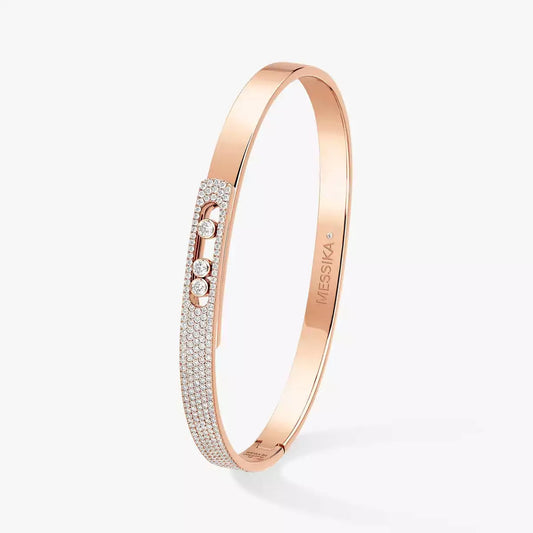 [Auream]Move Noa Rose Gold Pavé Diamond Bangle Bracelet