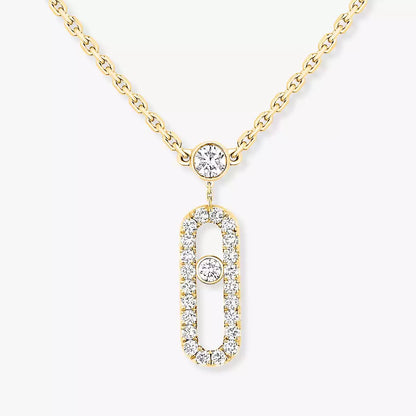 [Auream]2 Rows Rose Gold Diamond Pave_ Necklace Move Uno