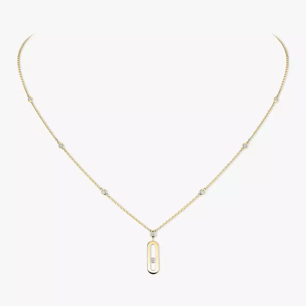 [Auream] Move Uno Gold Diamond Long Necklace