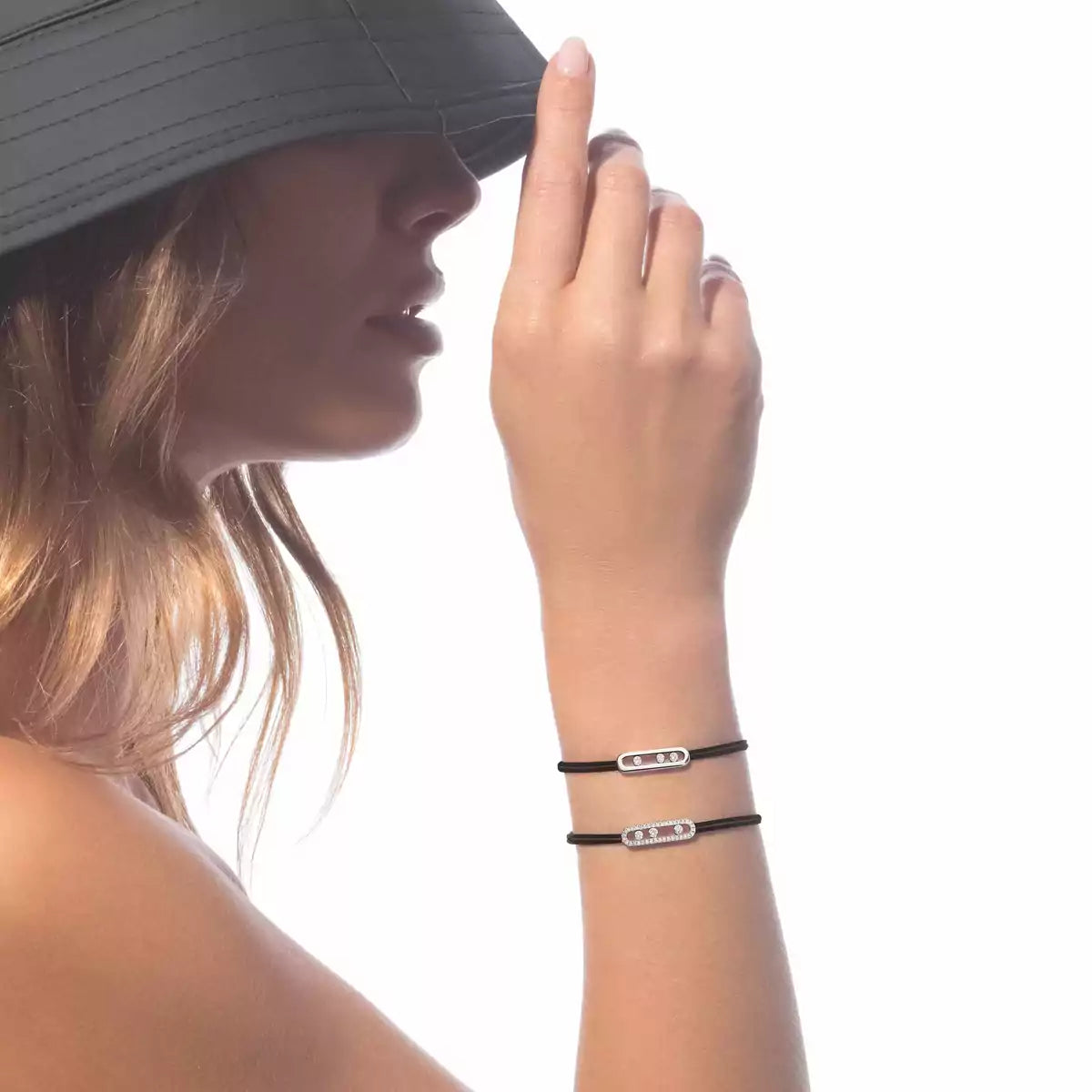 [Auream]Messika Care(s) pink cord pavé bracelet