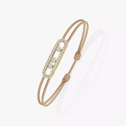 [Auream]Messika Care(s) pink cord pavé bracelet