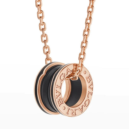 [Auream]ZERO 1 BLACK CERAMIC PINK GOLD NECKLACE