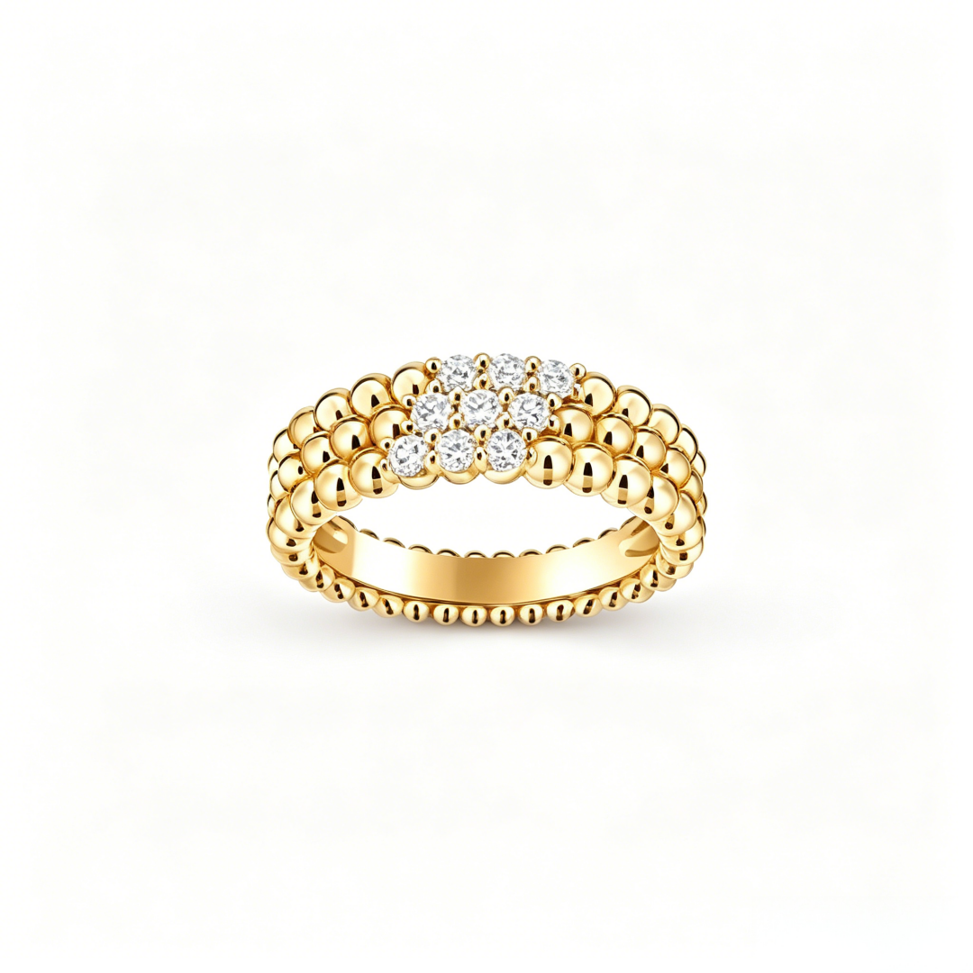 [Auream] THREE-ROW DIAMOND RING