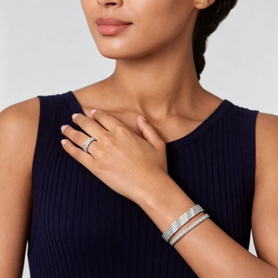[Auream] THREE-ROW DIAMOND RING